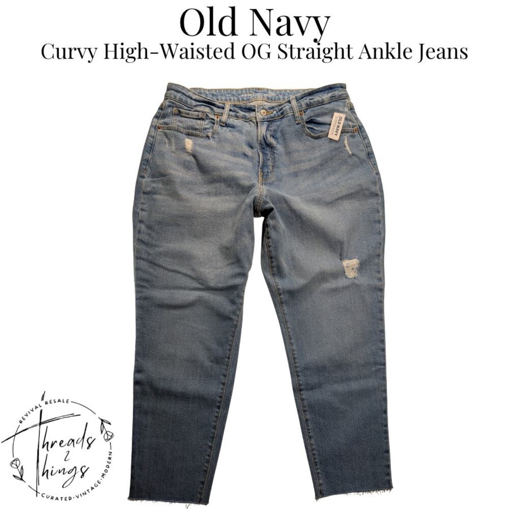 Old Navy Jeans Women 18 light wash Curvy High-Waist OG Straight Ankle‎ Jeans NWT